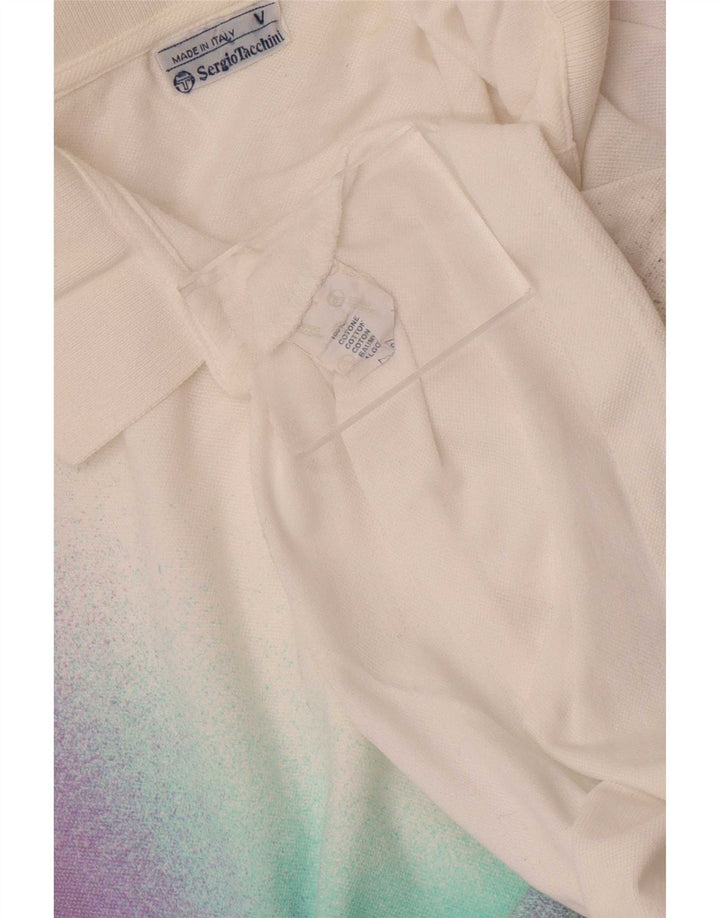 Sergio Tacchini Herre poloshirt Medium White Colourblock Bomuld