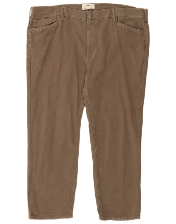Marks & Spencer Mens Straight Casual Trousers W44 L29 Brown Cotton
