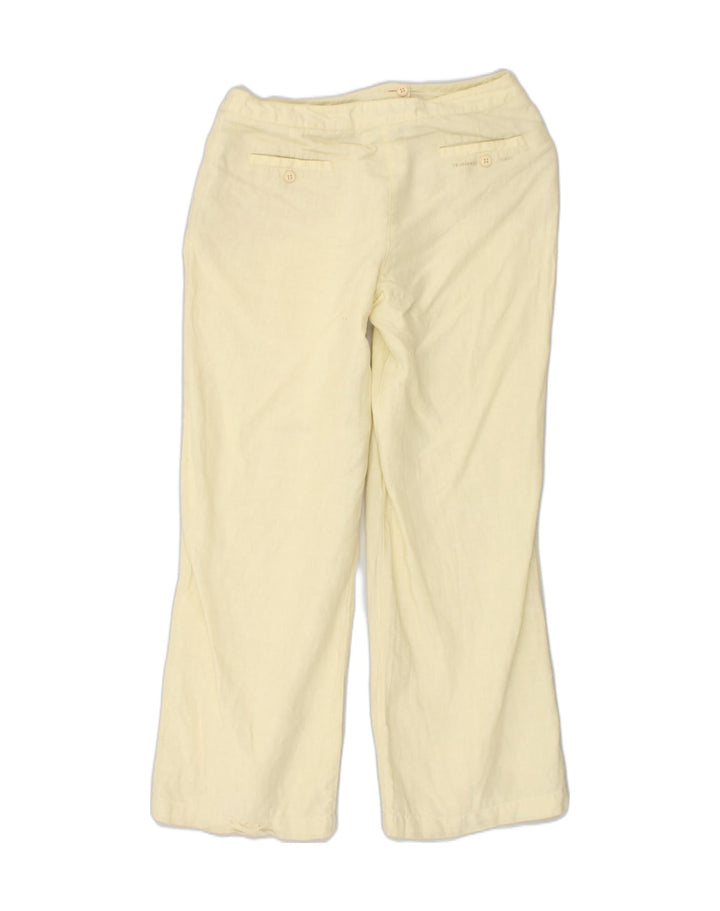 TRUSSARDI Womens Straight Casual Trousers IT 46 Large W30 L31  Beige Linen | Vintage Trussardi | Thrift | Second-Hand Trussardi | Used Clothing | Messina Hembry 