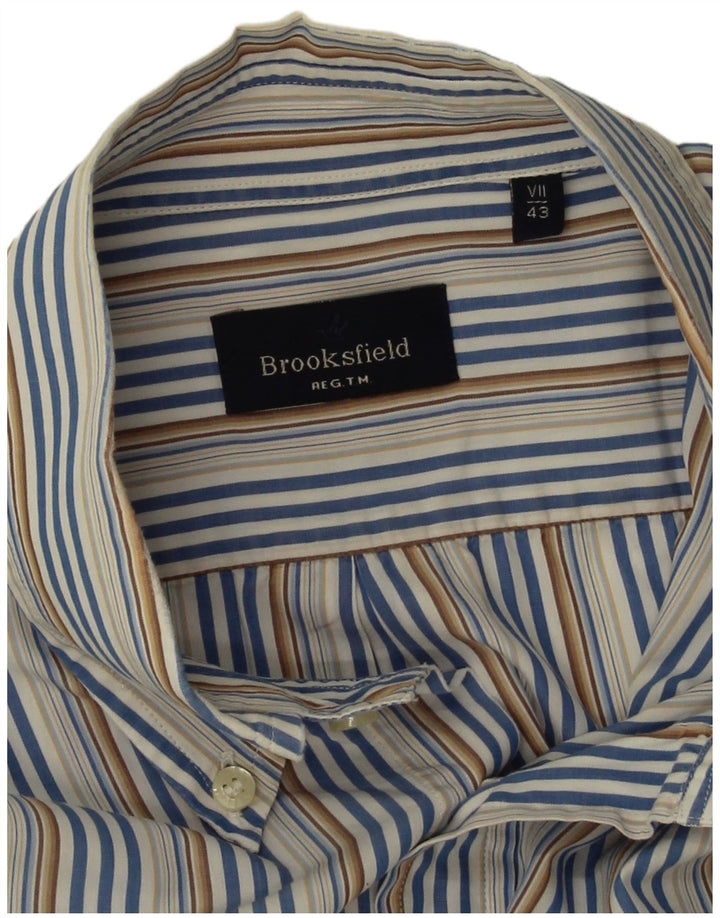 Brooksfield Mens Shirt Size 43 XL Multicoloured Pinstripe