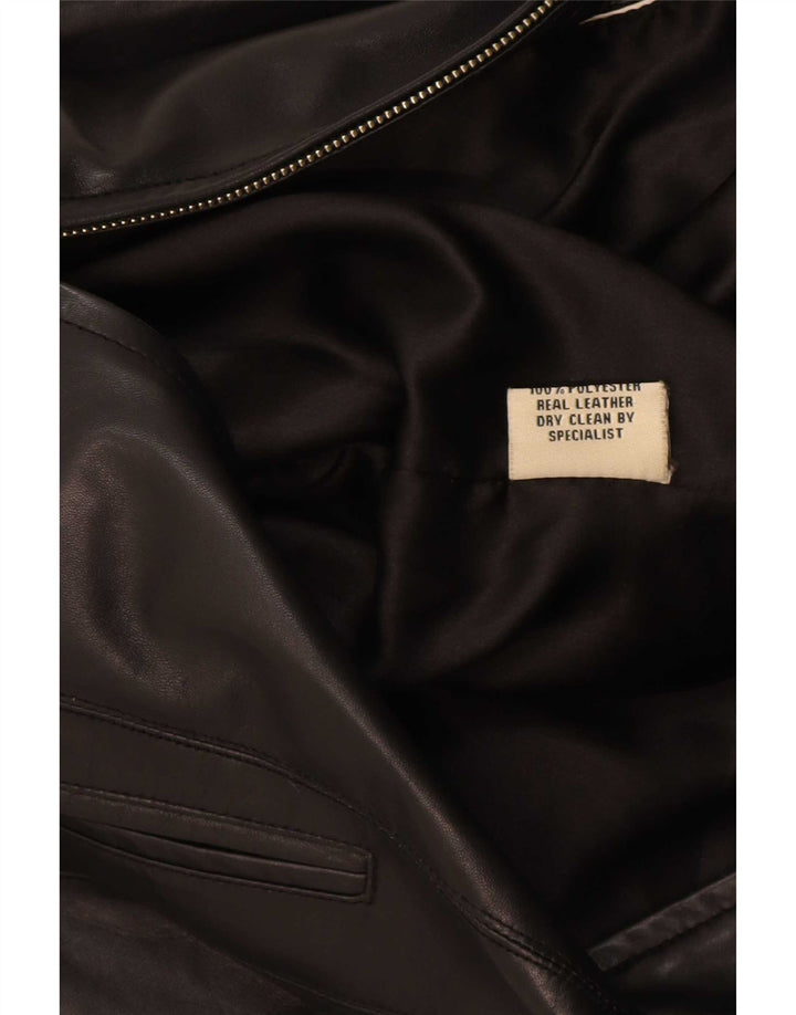 Vintage Damen Lederjacke UK 12 Medium Schwarz