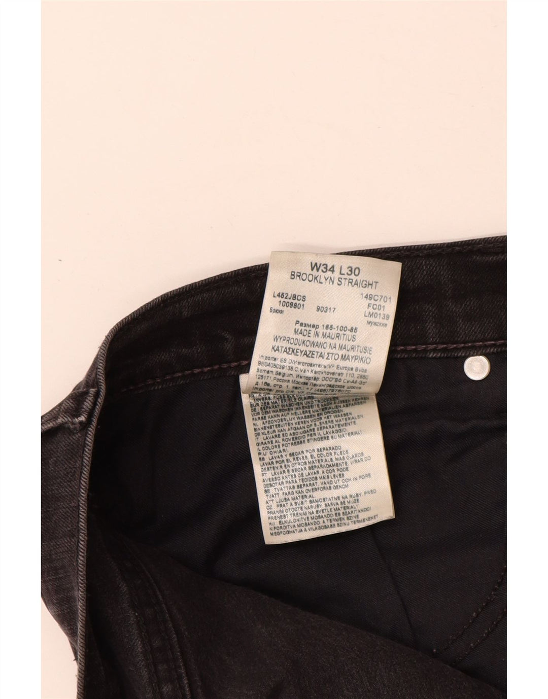 Lee Mens Brooklyn Straight Jeans W34 L30 Black Cotton