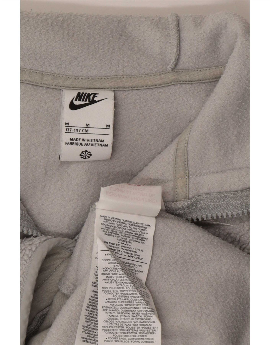 Giacca in pile con cappuccio Nike da ragazzo 11-12 anni in poliestere grigio medio