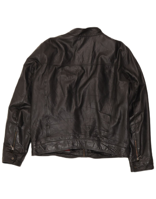 Chaqueta de cuero vintage para hombre IT 54 XL Negro
