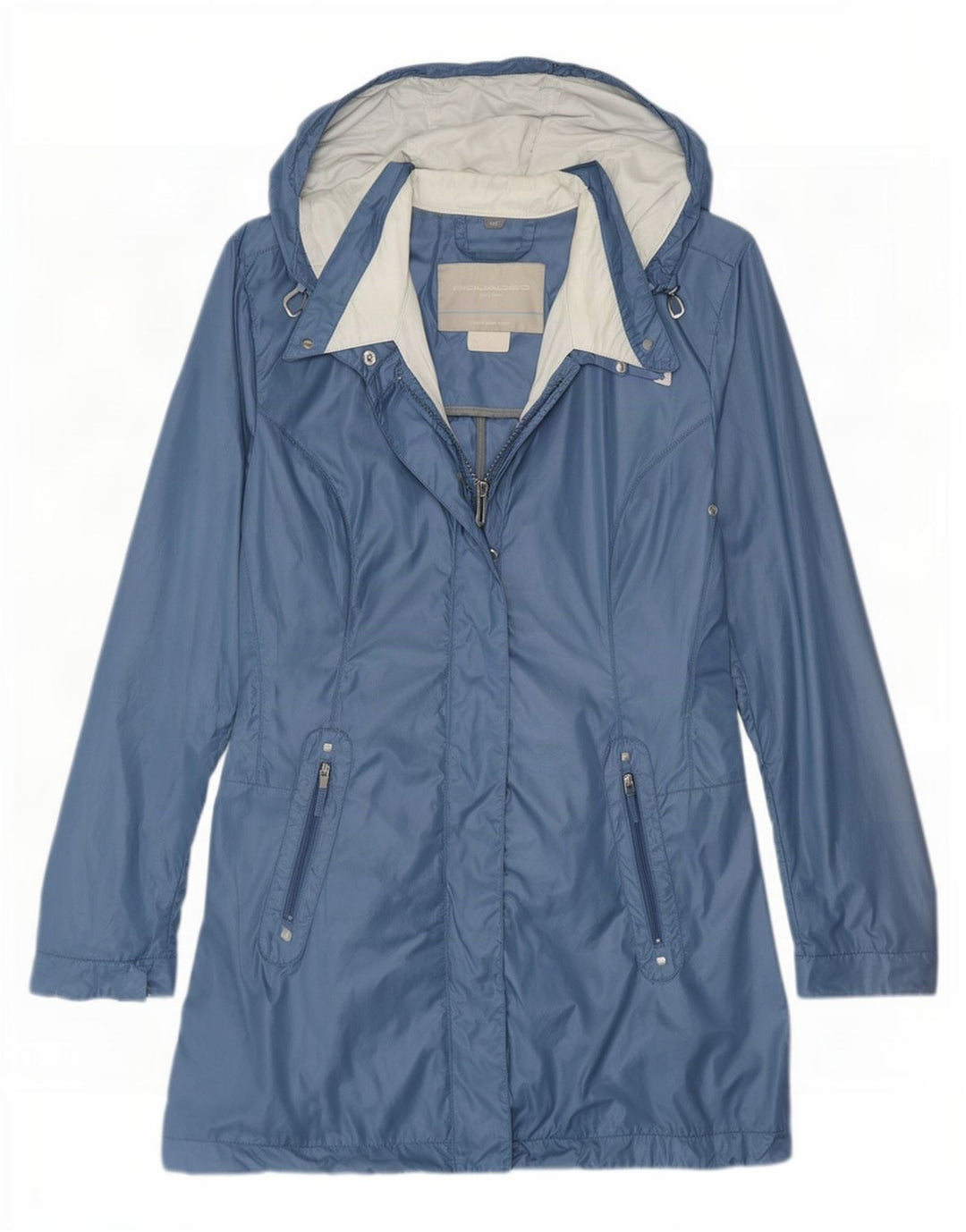 PEUTEREY Damen Regenmantel mit Kapuze IT 46 Large Blau