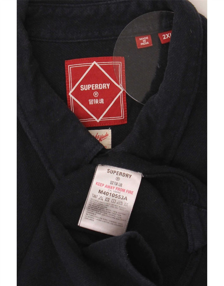 Superdry Chemise en jean pour homme 2XL Bleu marine Coton