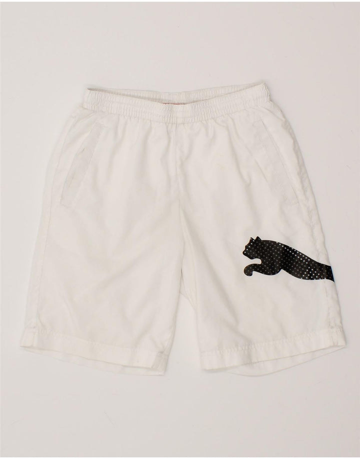 PUMA Boys Graphic Sport Shorts 13-14 Years White Polyester Vintage Puma and Second-Hand Puma from Messina Hembry 