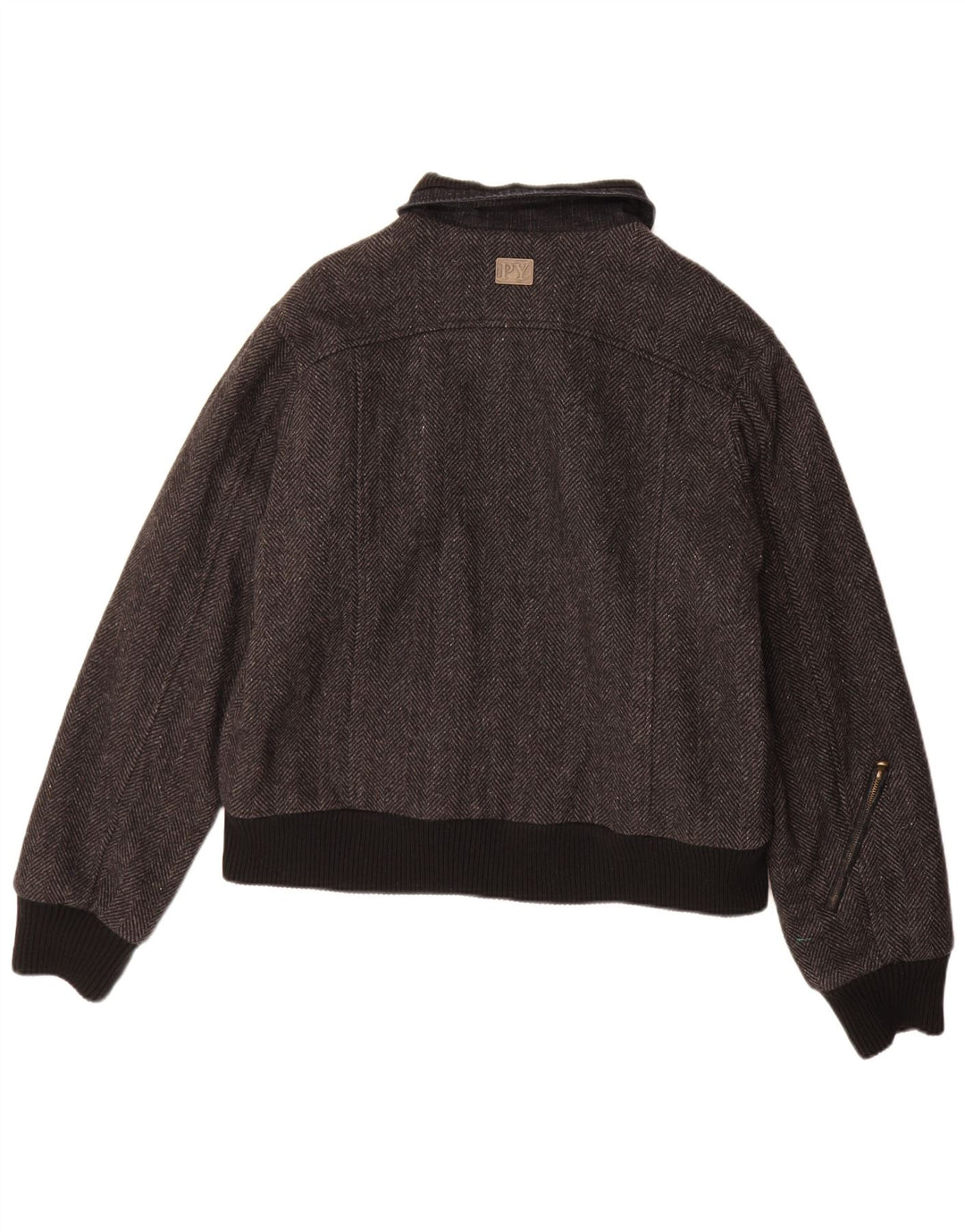 Pyramid Mens Bomber Jacket UK 40 Large Grey Pearringe Wool