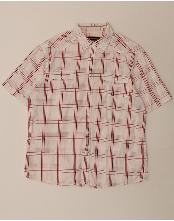 Wrangler Mens Short Sleeve Shirt XL White Check Cotton