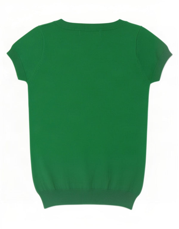 Zara Womens Blouse Top UK 8 Small Green Cotton