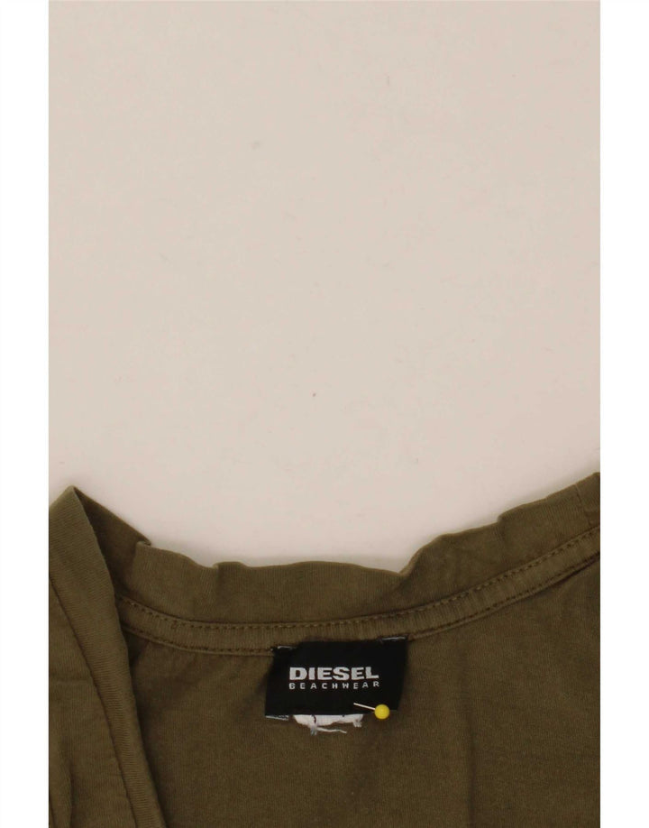 Diesel Mens Graphic Vest Top Large Khaki