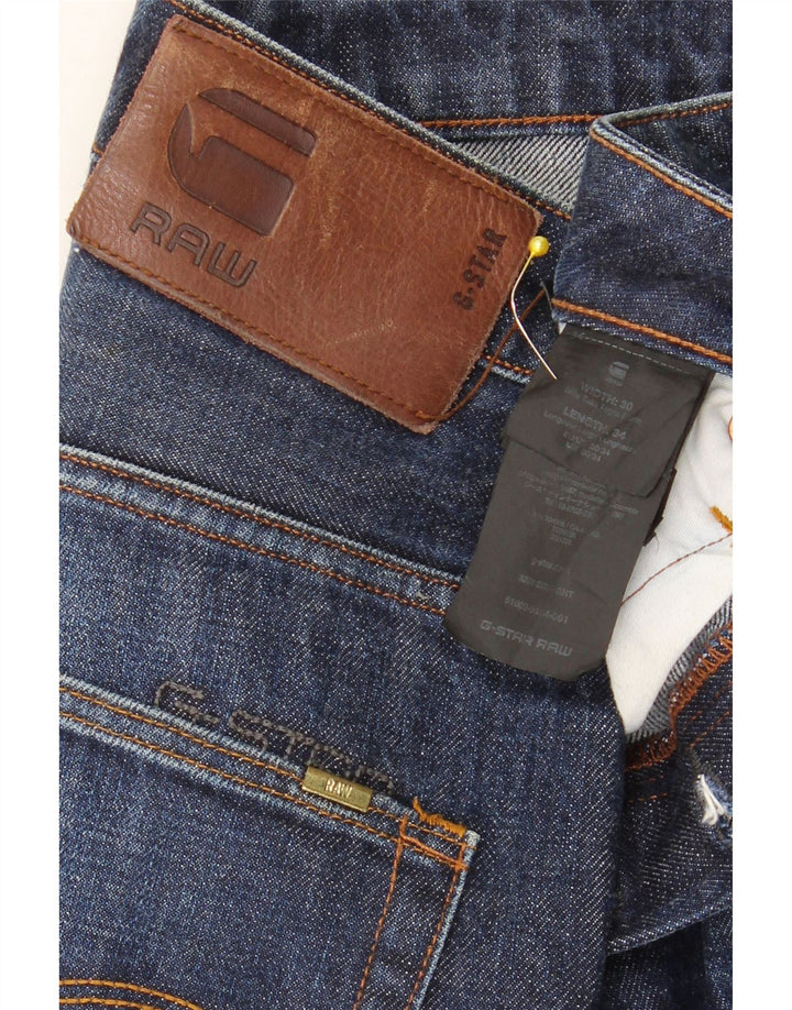 G-Star Mens Straight Jeans W30 L34 Navy Blue Cotton