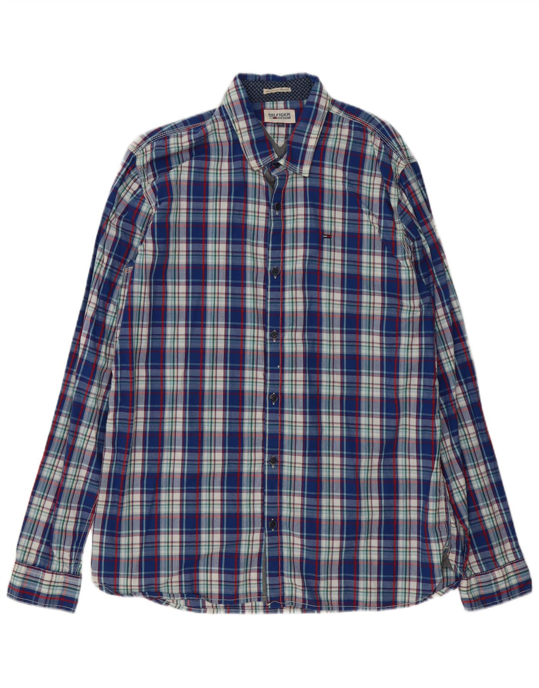 Camicia da uomo Tommy Hilfiger 2XL cotone a quadri blu