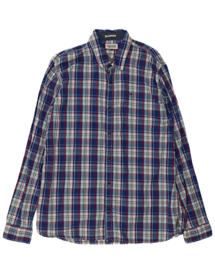 Camicia da uomo Tommy Hilfiger 2XL cotone a quadri blu