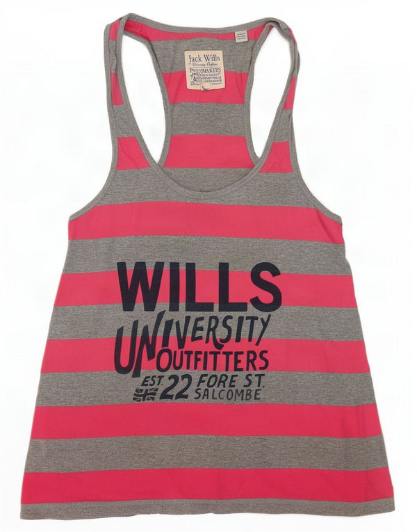 Colete feminino Jack Wills com estampa gráfica UK 8 pequeno algodão listrado cinza