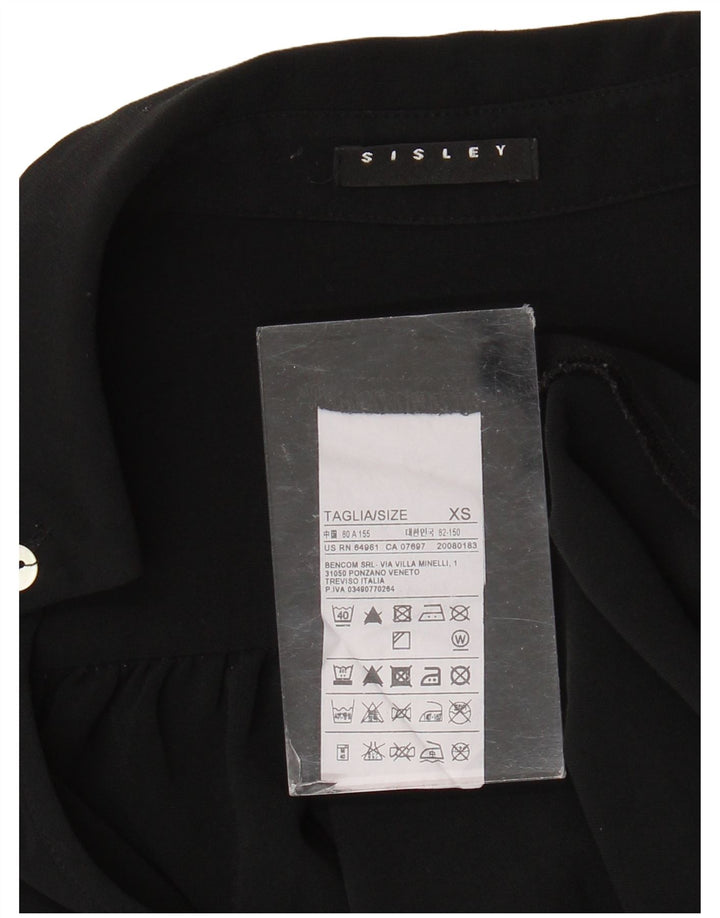 Sisley Womens Long Sleeve Oversized Blouse Top UK 6 XS Black Polyester