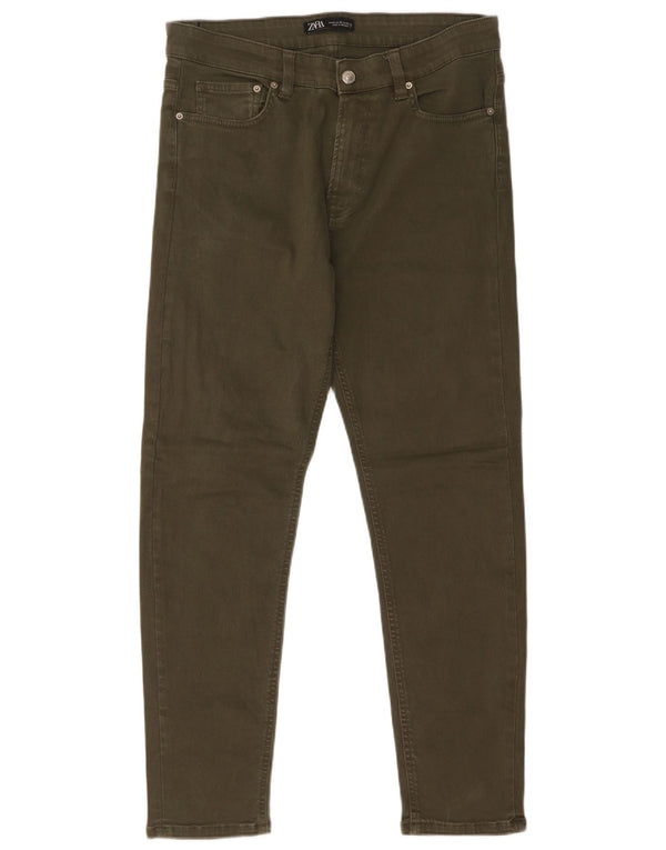 Zara Mens Slim Jeans EU 42 Large W32 L28 Khaki Cotton