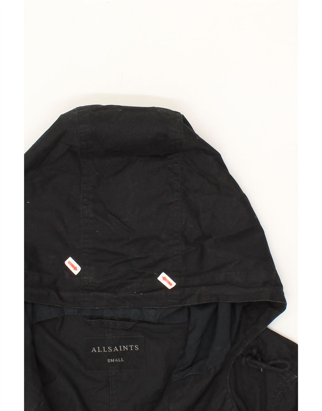 ALL SAINTS Womens Hooded Parka Jacket UK 10 Small Black Cotton Vintage All Saints and Second-Hand All Saints from Messina Hembry 
