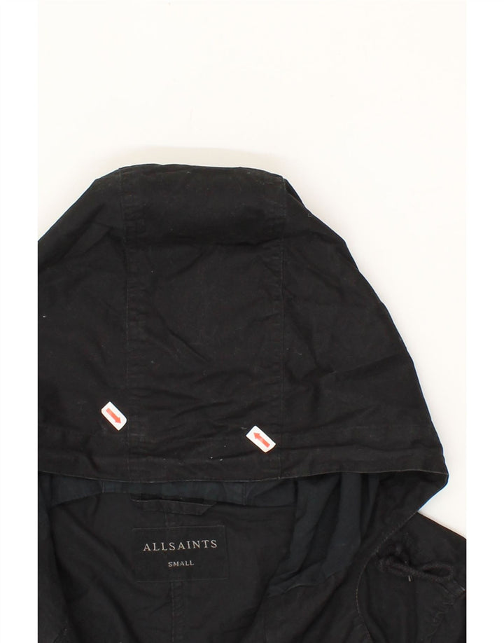 ALL SAINTS Womens Hooded Parka Jacket UK 10 Small Black Cotton Vintage All Saints and Second-Hand All Saints from Messina Hembry 