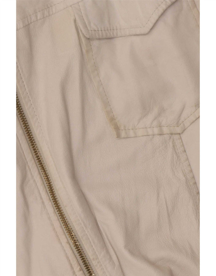 Vintage Damen Overshirt Lederhemd IT 46 Large Weiß