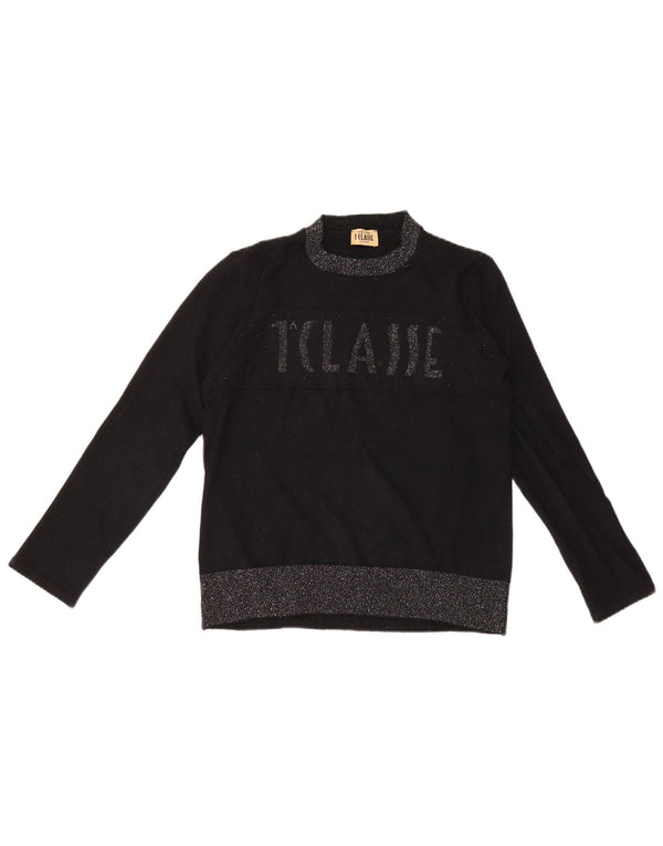 ALVIERO MARTINI Maglione girocollo con grafica da donna IT 40 piccolo nero