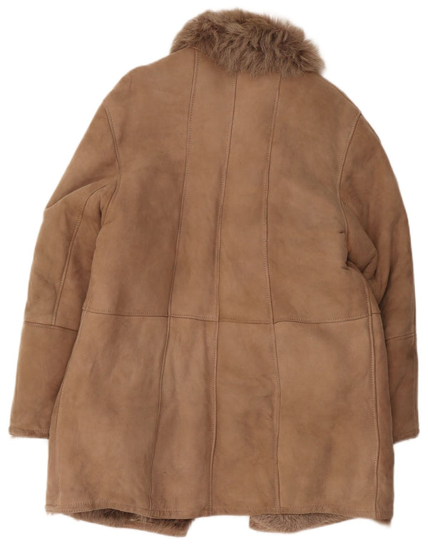 Abrigo de piel de oveja vintage para mujer IT 44 Beige medio