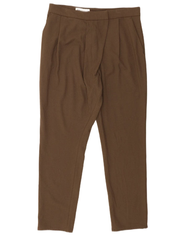 Pantaloni chino con pegging a vita alta da donna Zara medi W28 L28 marroni