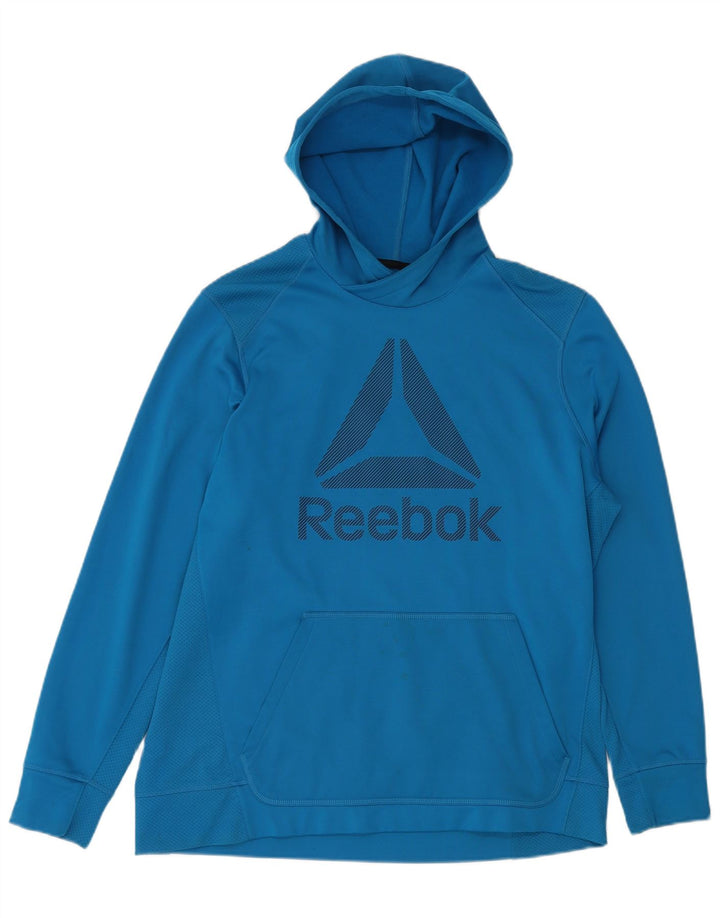 REEBOK Mens Graphic Hoodie Jumper XL Blue Polyester