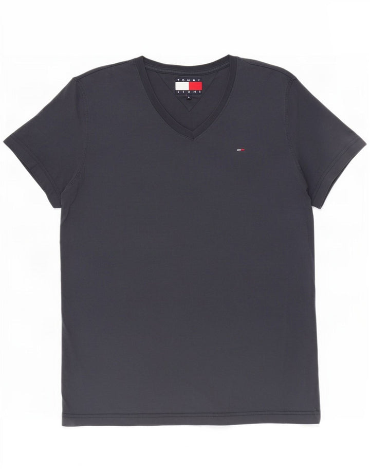 Tommy Hilfiger Mens Regular T-Shirt Top Large Navy Blue Cotton