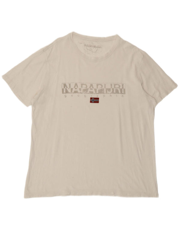 Męski T-shirt z grafiką Napapijri Top XL, biały
