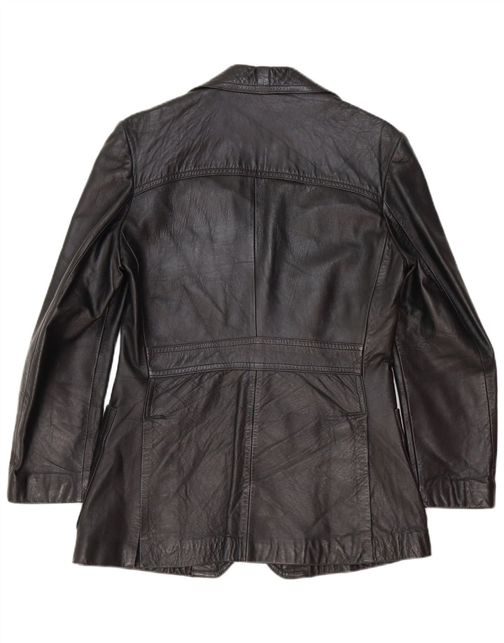 Vintage Mens 2 Button Leather Blazer Jacket UK 40 Large Black