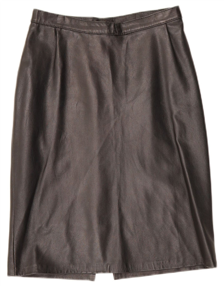 Vintage Womens Leather Skirt W28 Medium Black