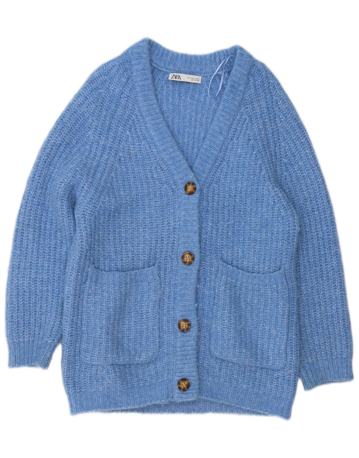 Zara Womens Cardigan Sweater UK 10 Small Blue Flecked Polyester