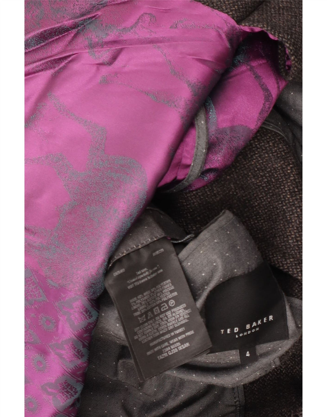 Cappotto da uomo Ted Baker taglia 4 grande in lana grigia