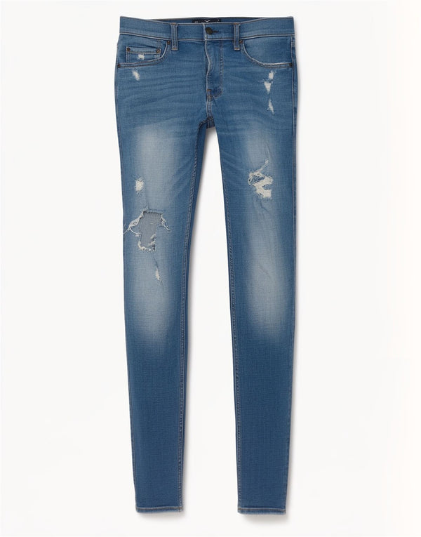 Jeans Hollister Mujer Ajustados Desgastados W32 L32 Algodón Azul