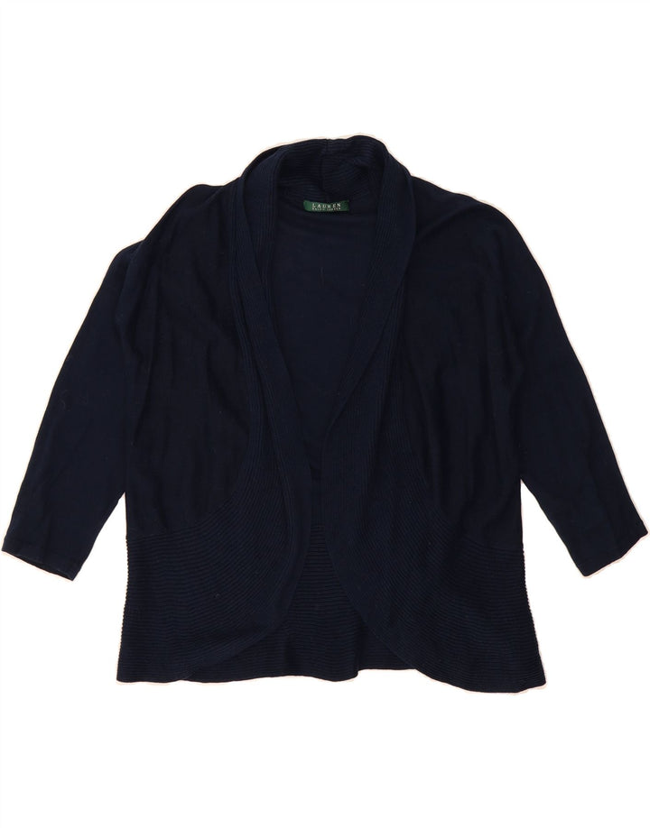 RALPH LAUREN Womens Open Cardigan Sweater UK 14 Medium Navy Blue Vintage Ralph Lauren and Second-Hand Ralph Lauren from Messina Hembry 