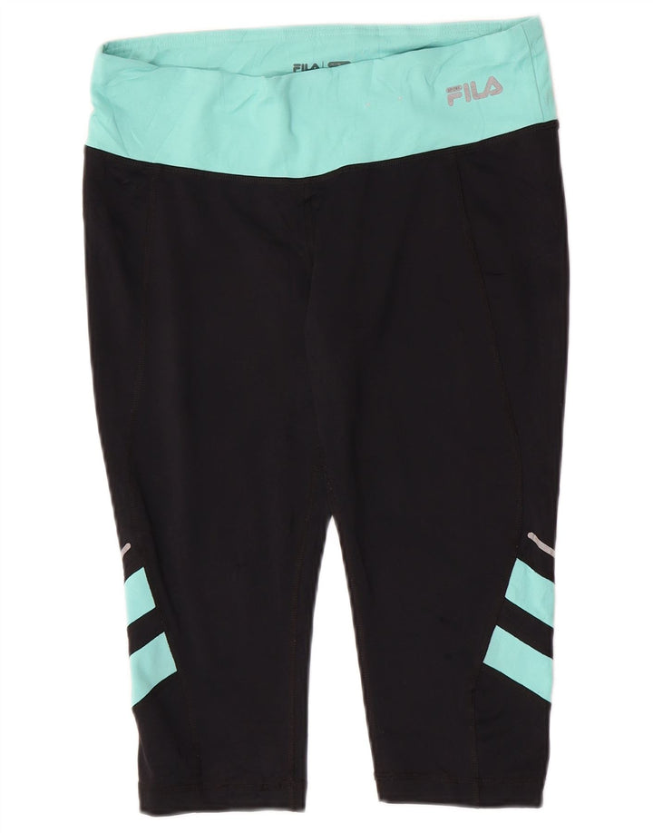 Fila Womens Capri Leggings UK 12 Medium  Black Colourblock