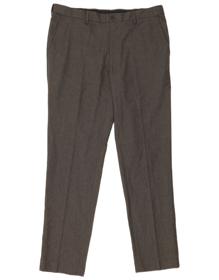 Marks & Spencer Womens Straight Suit Trousers W34 L31 Grey Polyester