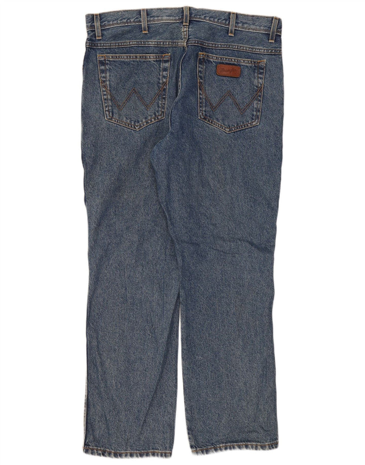 Wrangler Mens Regular Fit Straight Jeans W38 L30 Blue Cotton