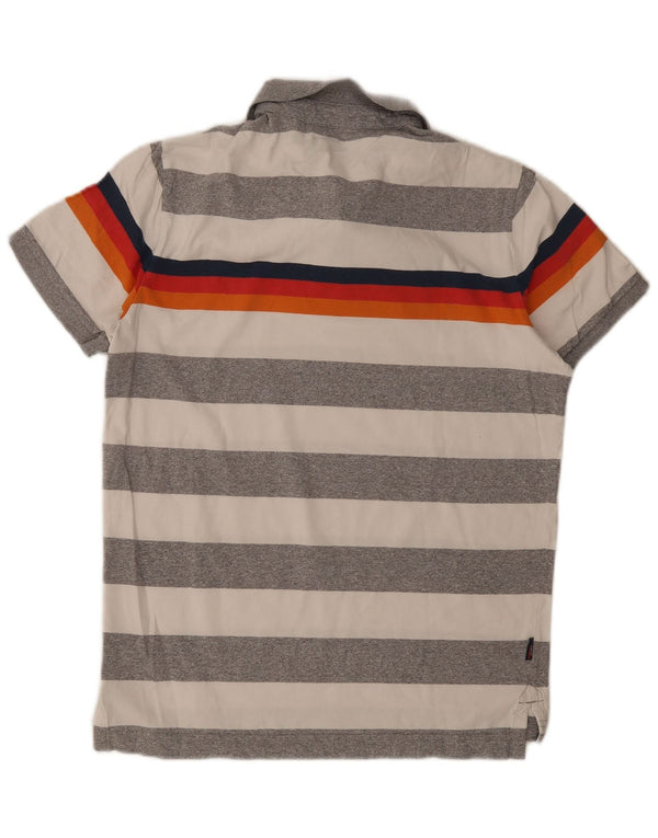 Polo da uomo Superdry in cotone a righe grandi grigie