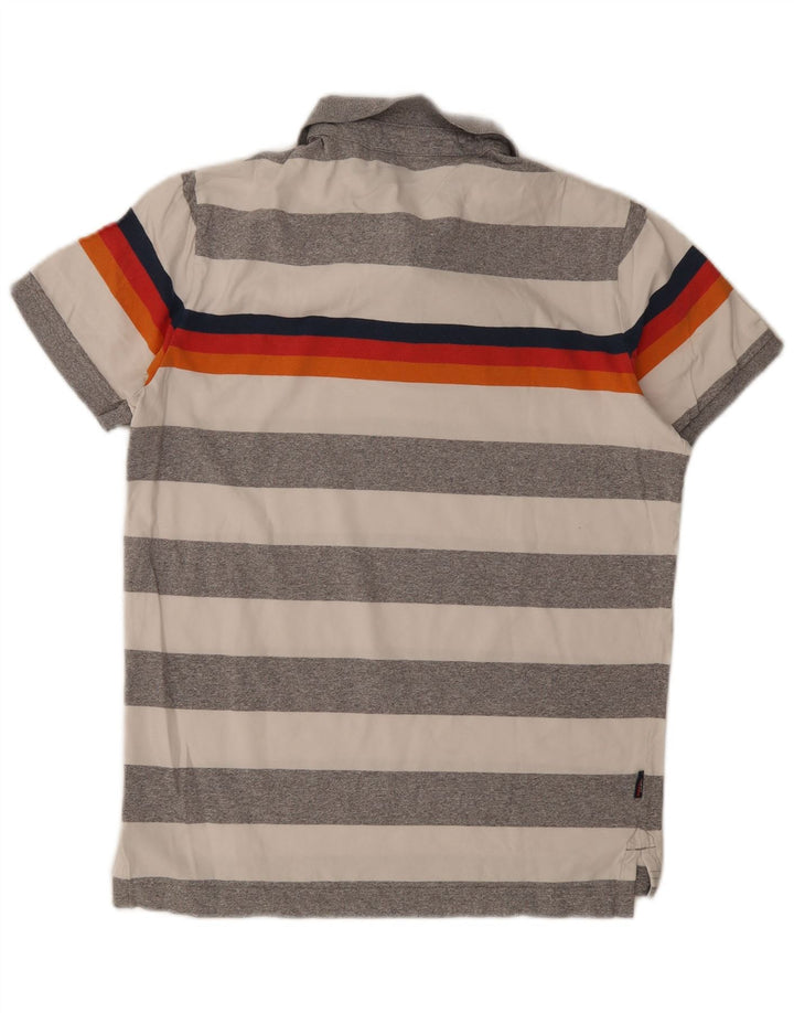Polo da uomo Superdry in cotone a righe grandi grigie