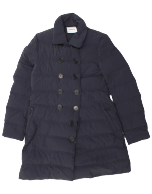 Aspesi Zweireihiger wattierter Damenmantel UK 10 Small Marineblau Polyamid