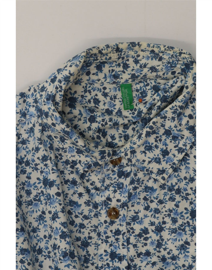 BENETTON Mens Shirt Small Blue Floral