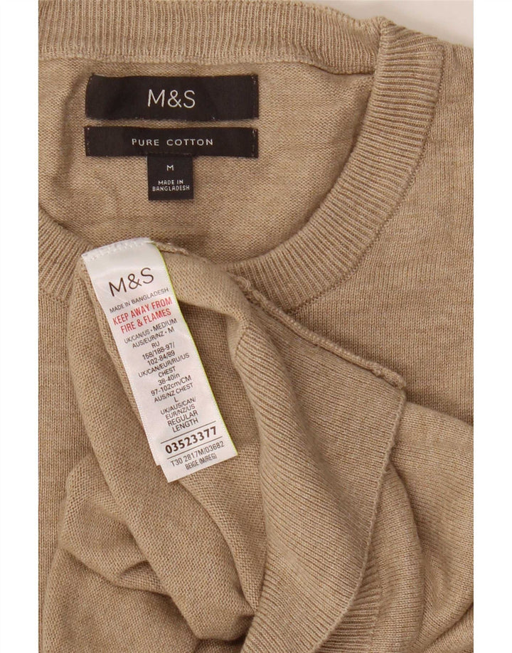 Marks & Spencer Herre sweater med rund hals, medium beige bomuld
