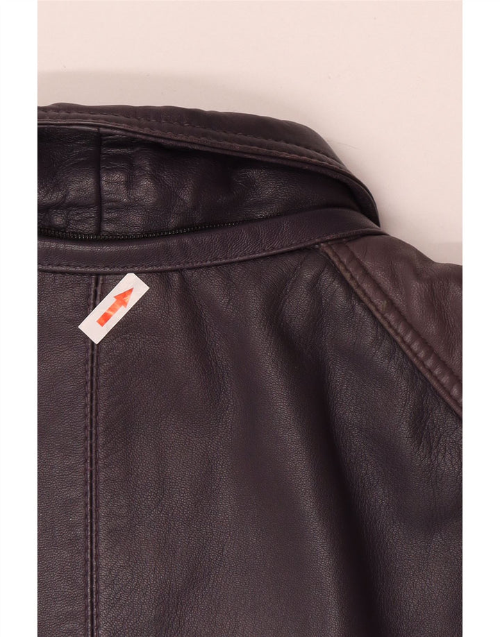 Vintage Womens Leather Coat UK 20 2XL Purple