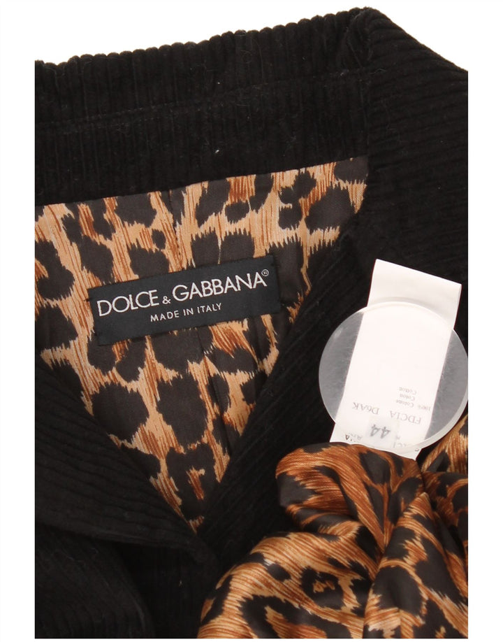 Dolce & Gabbana Womens Corduroy Coat IT 44 Medium Black Cotton Classic
