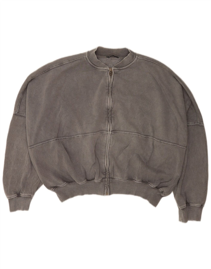 Zara Womens Oversized træningsdragt Topjakke UK 10 Small Grey Bomuld