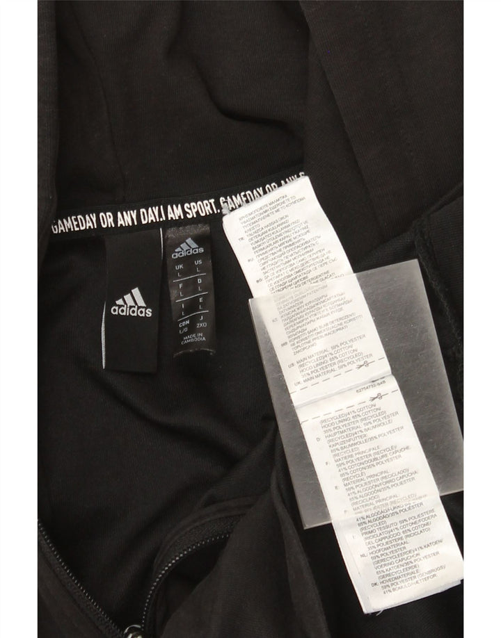 Adidas Mens Zip Hoodie Sweater Large Black Polyester