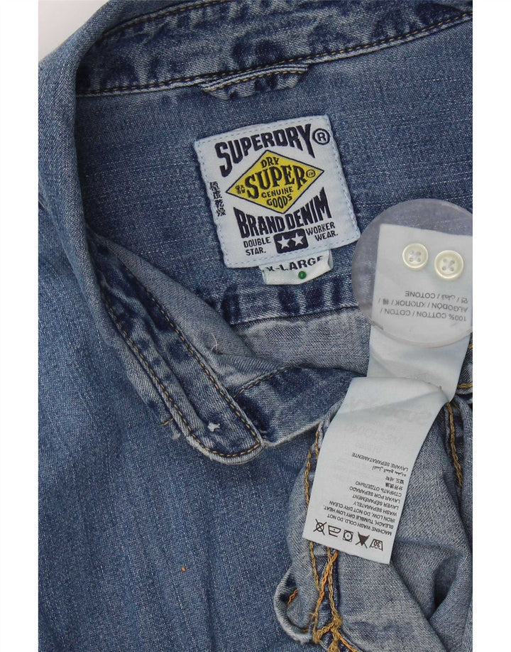 Superdry Mens Denim Shirt XL Blue Cotton