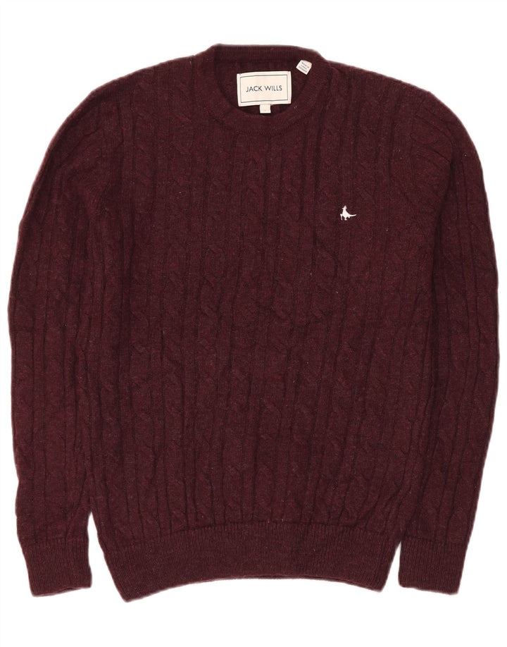 Jack Wills Mens Crew Neck Jumper Sweater Small Maroon Polyamide